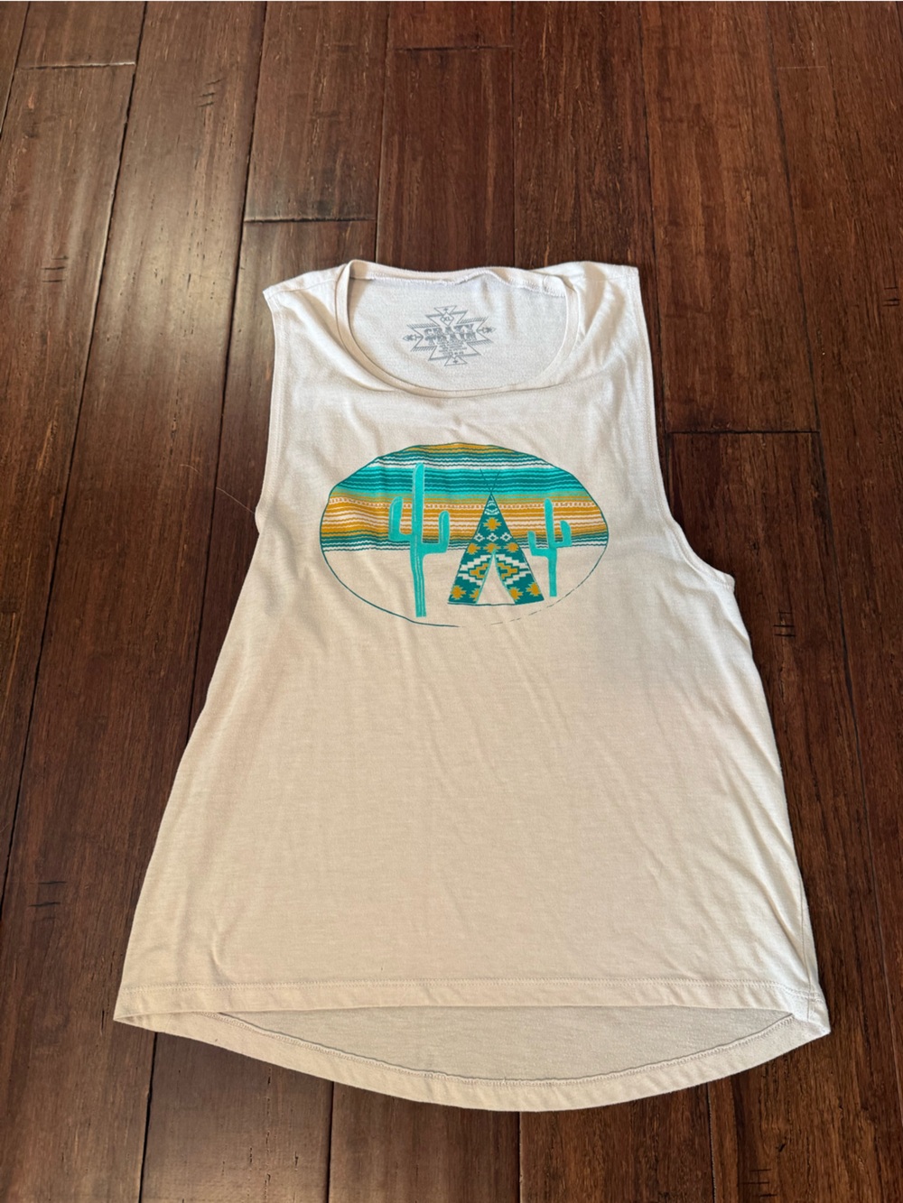 Crazy Train Tank with Teal & Yellow Desert Graphic